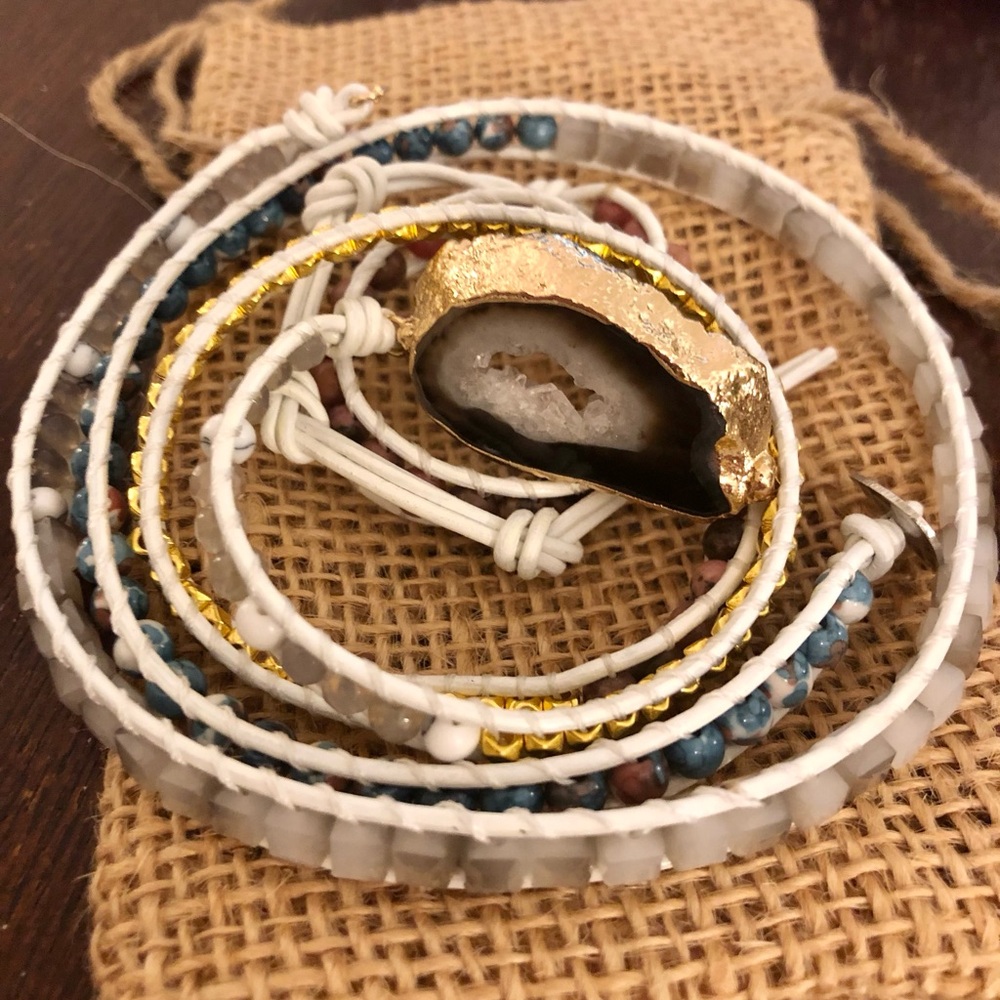 Geode Wrap Bracelet with Quartz Agape Accent | Free People | Rocks | 2-pieces